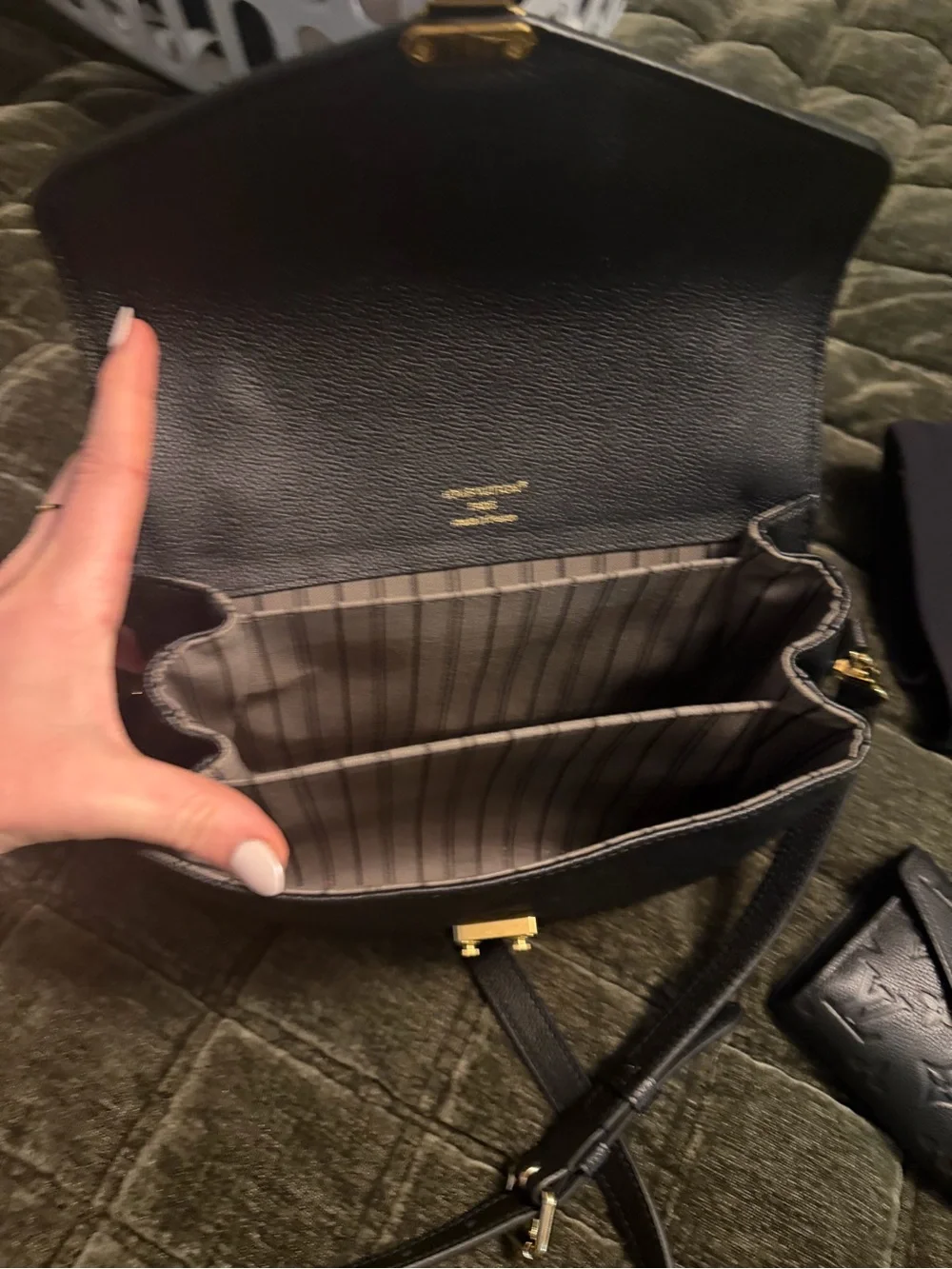 Louis Vuitton Black Monogram Empreinte Pochette Métis with Gold Hardware